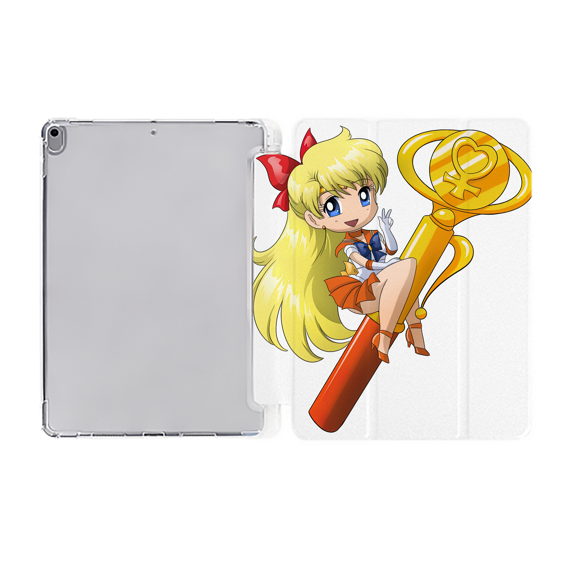 （画像用） 美少女戦士セーラームーン 愛野 美奈子 あいの みなこ Sailor Moon Aino Minako IPad ケース ペン収納付き 三つ折りスタンド PUレザー×シリコン 対応機種9.5/10.5/10.9インチ